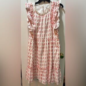 Crown & Ivy White and Red Ruffle Dress